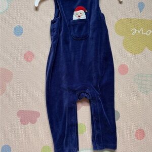 Baby Boden Navy Blue One Piece with Santa Pocket